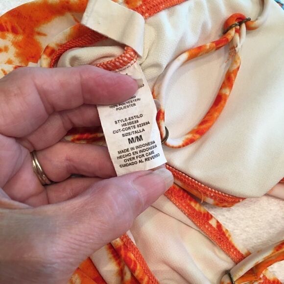 Hobie Medium ruffle bikini top Orange turquoise - Picture 6 of 8